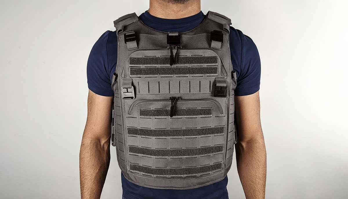 The features include new premium side closures, a front MOLLE interchange platform, and advanced cable management.